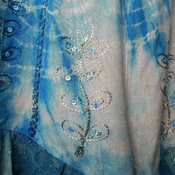 Y2K Raga Women's Flutter Shorts Skort Size L‎ Embroidered Tie Dye Boho Fairycore - Picture 8 of 11